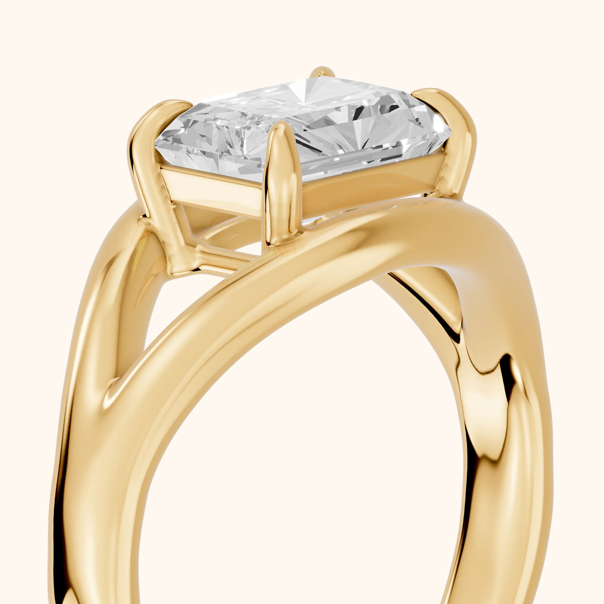 Madeleine Split Shank Radiant Diamond Engagement Ring in Yellow Gold - slant-view.webp