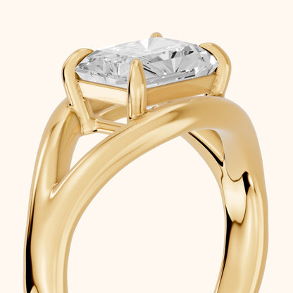Madeleine Split Shank Radiant Diamond Engagement Ring in Yellow Gold - slant-view.webp