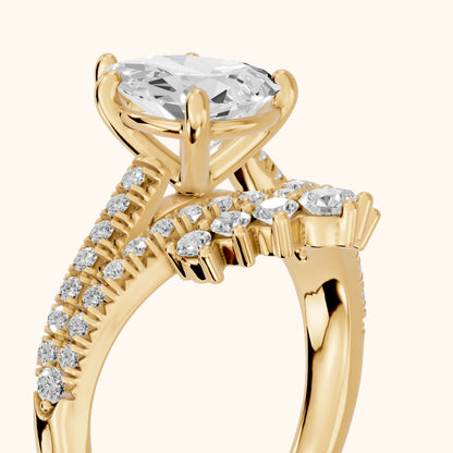 Annette Split Shank Pavé Pear Diamond Engagement Ring in Yellow Gold - slant-view.webp