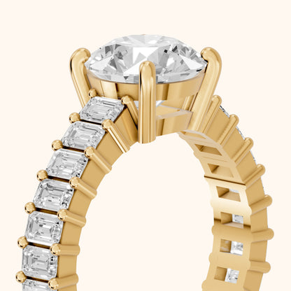 Mallory Shared Prong Round Diamond Engagement Ring in Yellow Gold - slant-view.webp