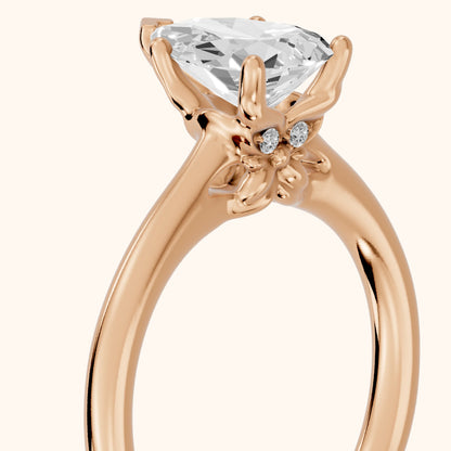 Benita Leaf Pear Diamond Engagement Ring in Rose Gold - slant-view.webp