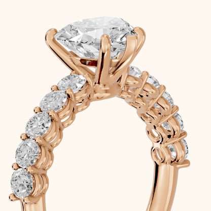 Sterling Statement Pavé Heart Diamond Engagement Ring in Rose Gold - slant-view.webp