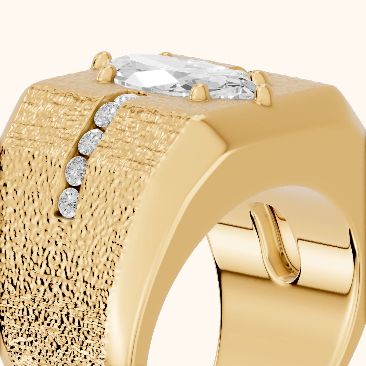 Ames Engraved Channel Set Marquise Diamond Engagement Ring in Yellow Gold - slant-view.webp