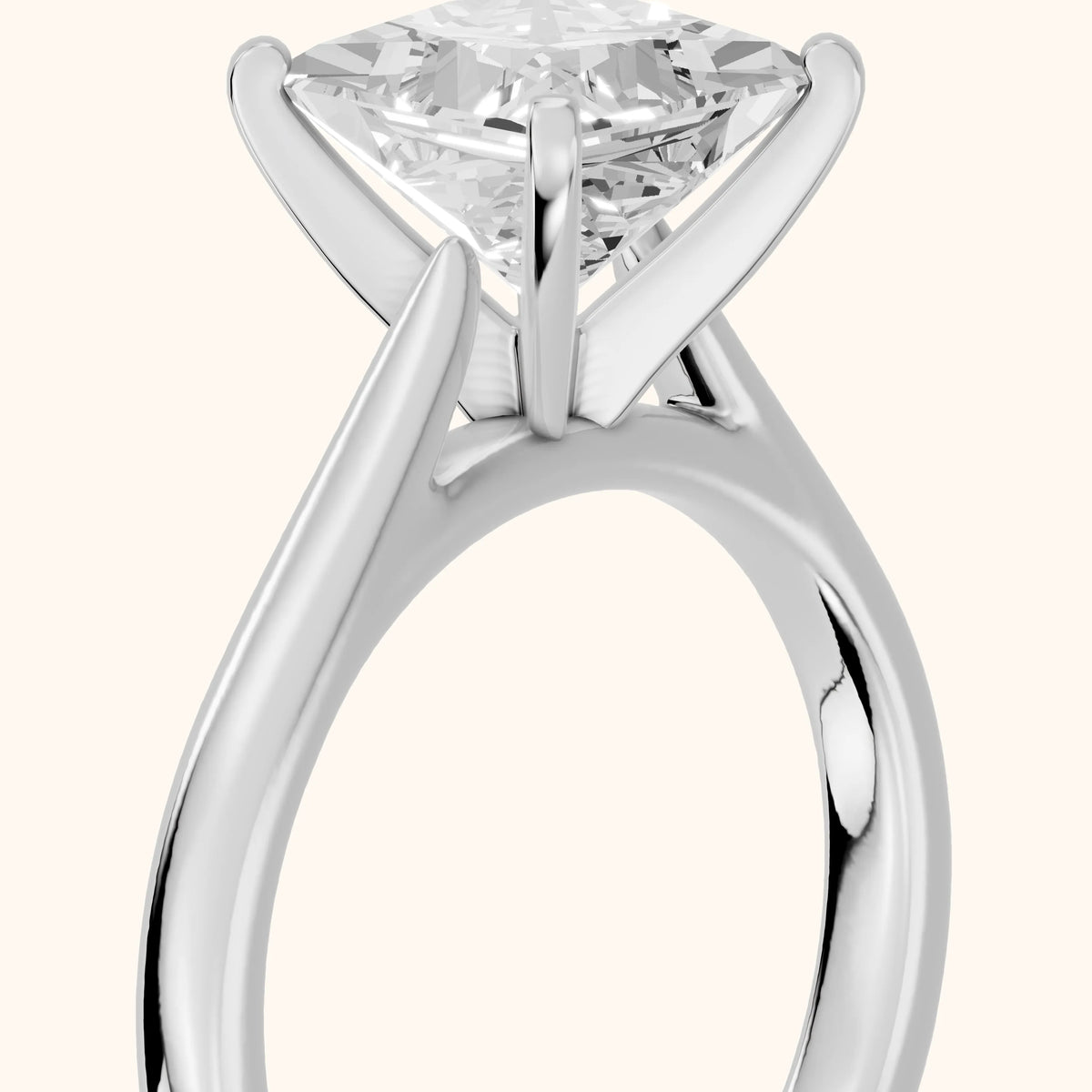 Enid Solitaire Cathedral Princess Diamond Engagement Ring in Silver - slant-view.webp