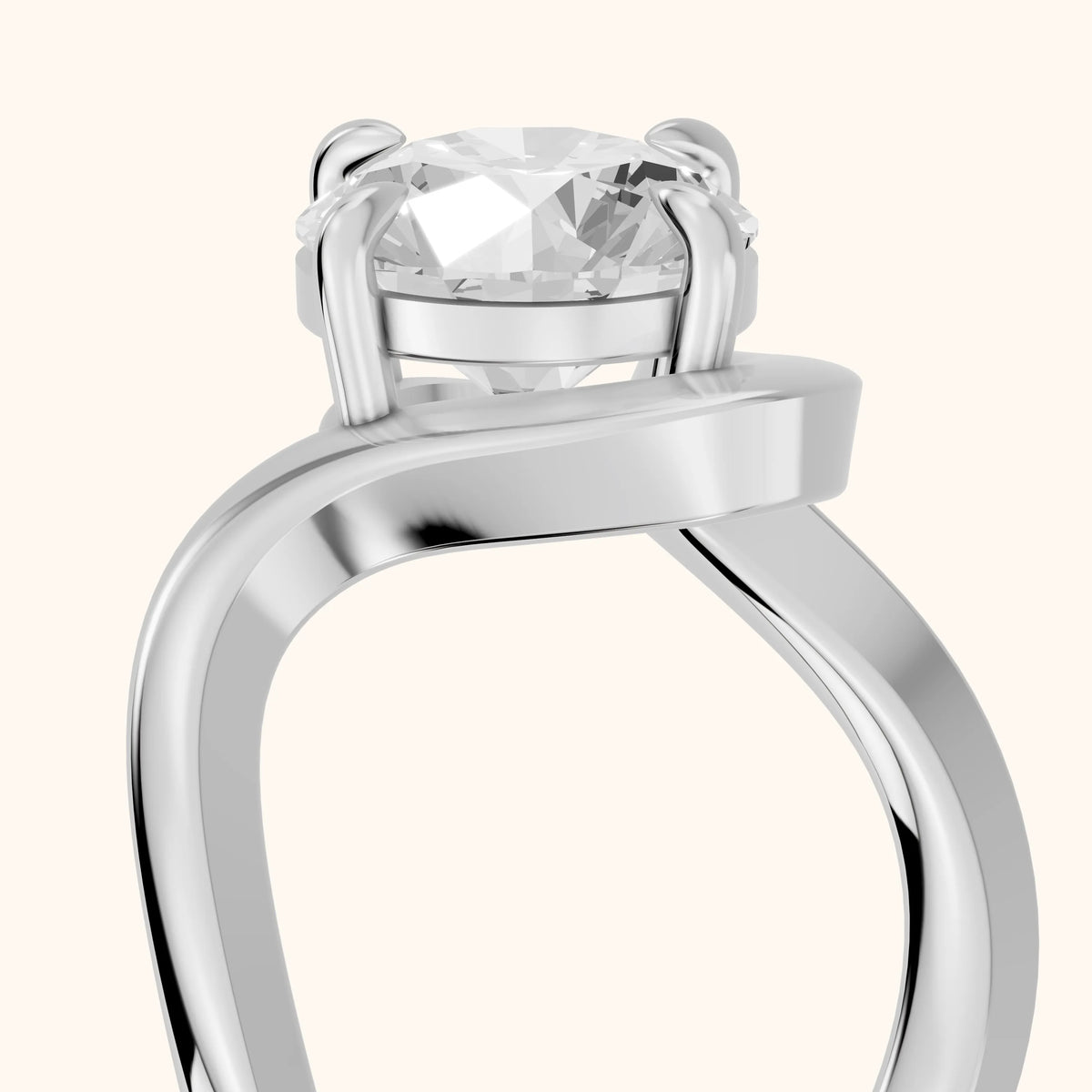 Empire Solitaire Bypass Round Diamond Engagement Ring in Silver - slant-view.webp