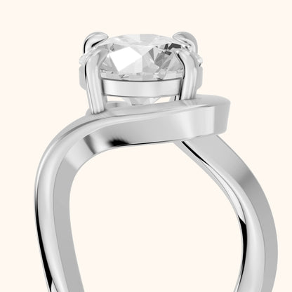 Empire Solitaire Bypass Round Diamond Engagement Ring in Silver - slant-view.webp