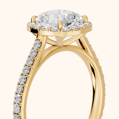 Willa Halo Micropavé Cushion Diamond Engagement Ring in Yellow Gold - slant-view.webp