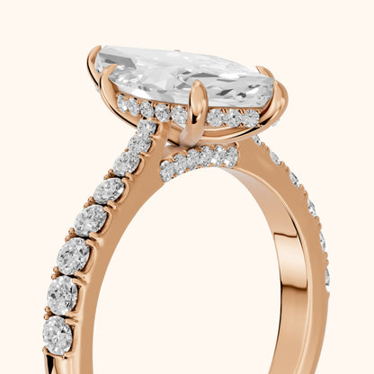 Gia Hidden Halo Pavé Marquise Diamond Ring in Rose Gold - slant-view.webp