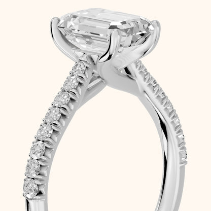 Sanne Trellis Pavé Emerald Diamond Engagement Ring in Silver - slant-view.webp