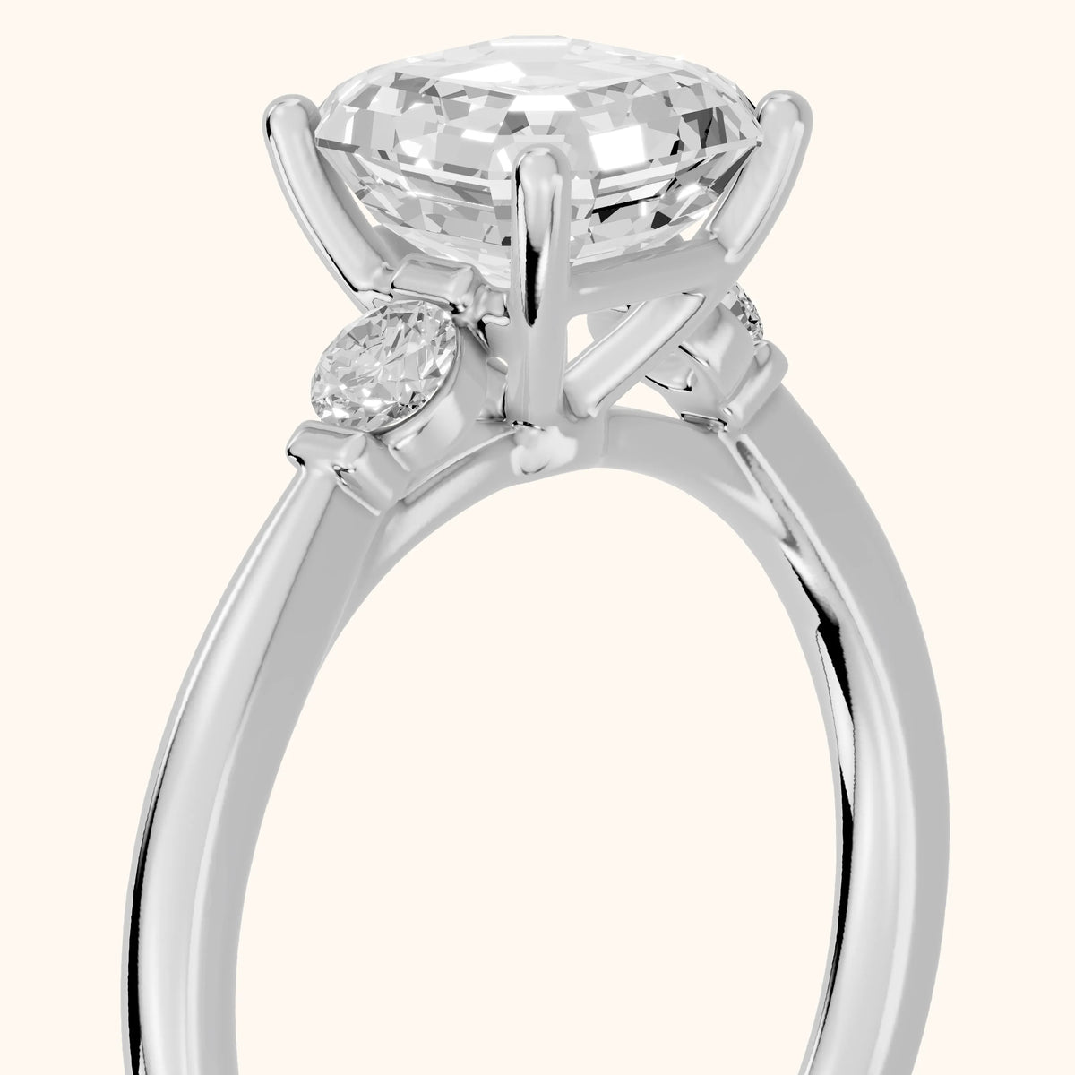 Micaela Three-Stone Asscher Diamond Engagement Ring in Platinum - slant-view.webp
