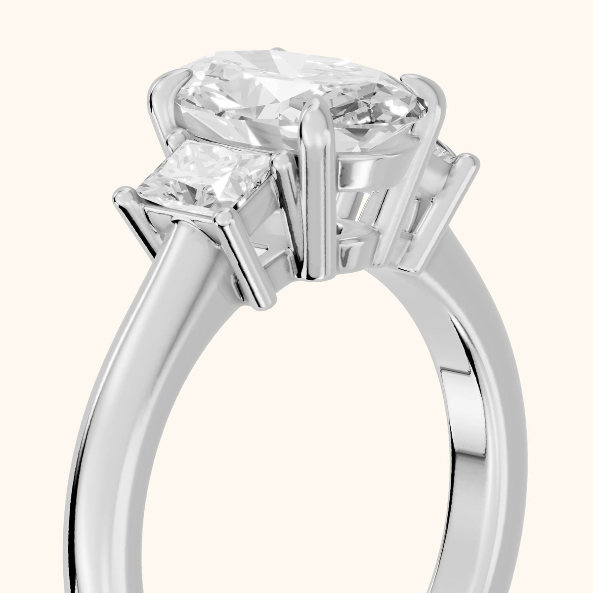 Cosette Statement Three-Stone Oval Diamond Engagement Ring in White Gold - slant-view.webp