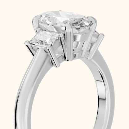 Cosette Statement Three-Stone Oval Diamond Engagement Ring in White Gold - slant-view.webp