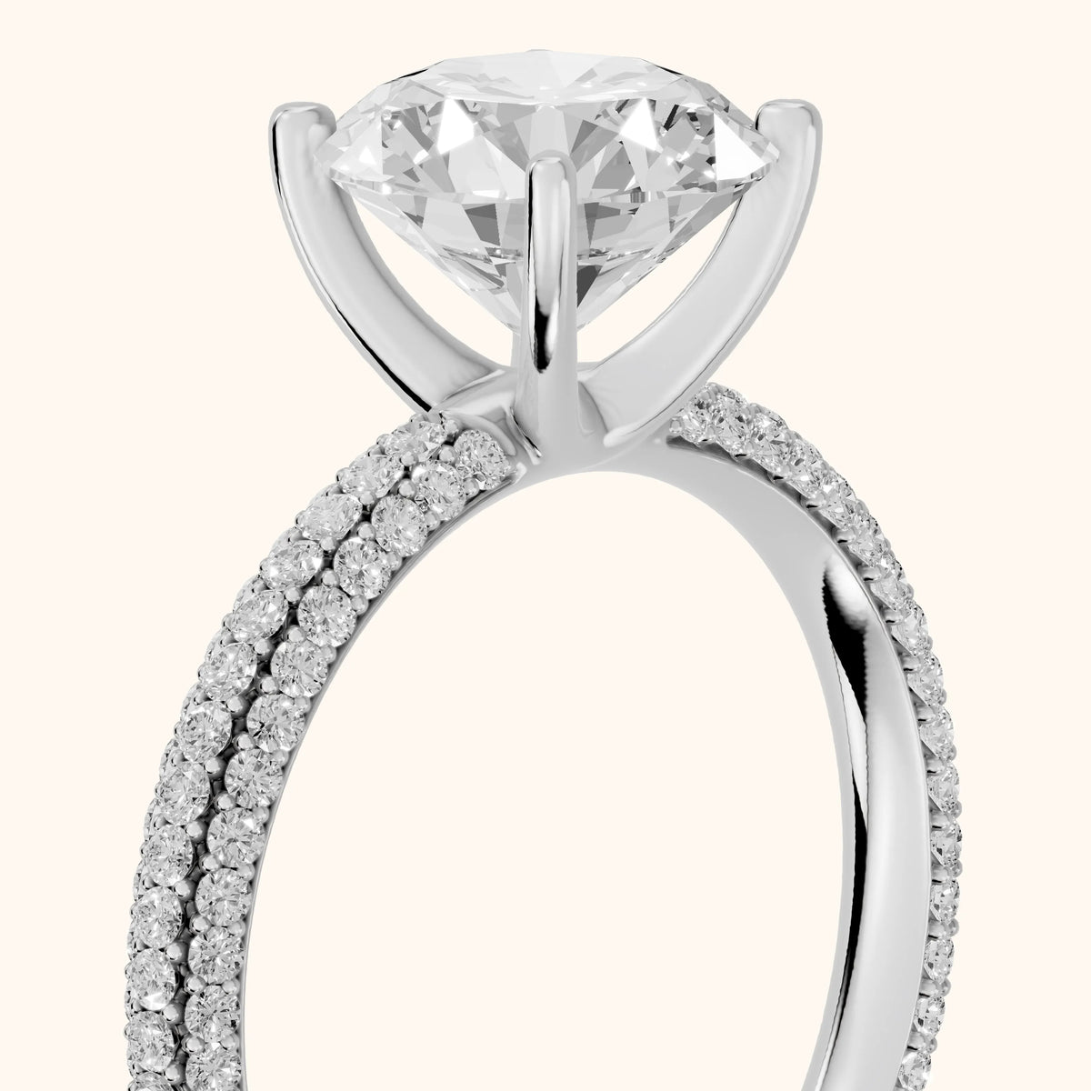 Thalia Micropavé Round Diamond Engagement Ring in Silver - slant-view.webp