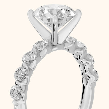 Maura Beaded Statement Round Diamond Engagement Ring in White Gold - slant-view.webp