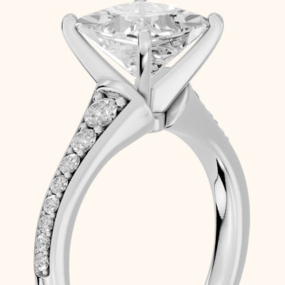 Calista Graduated Pavé Princess Diamond Engagement Ring in Silver - slant-view.webp