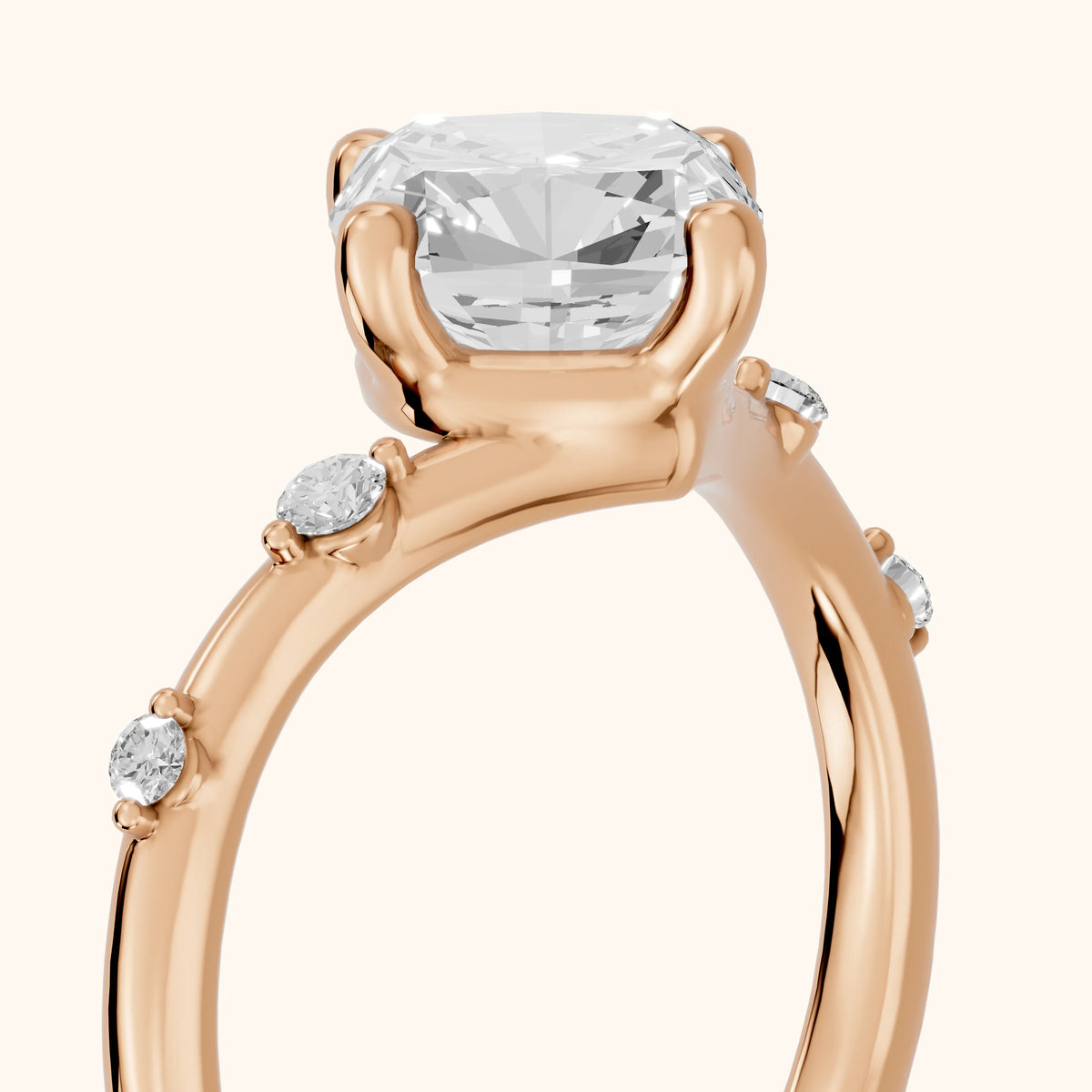 Klara Chevron Cushion Diamond Engagement Ring in Rose Gold - slant-view.webp