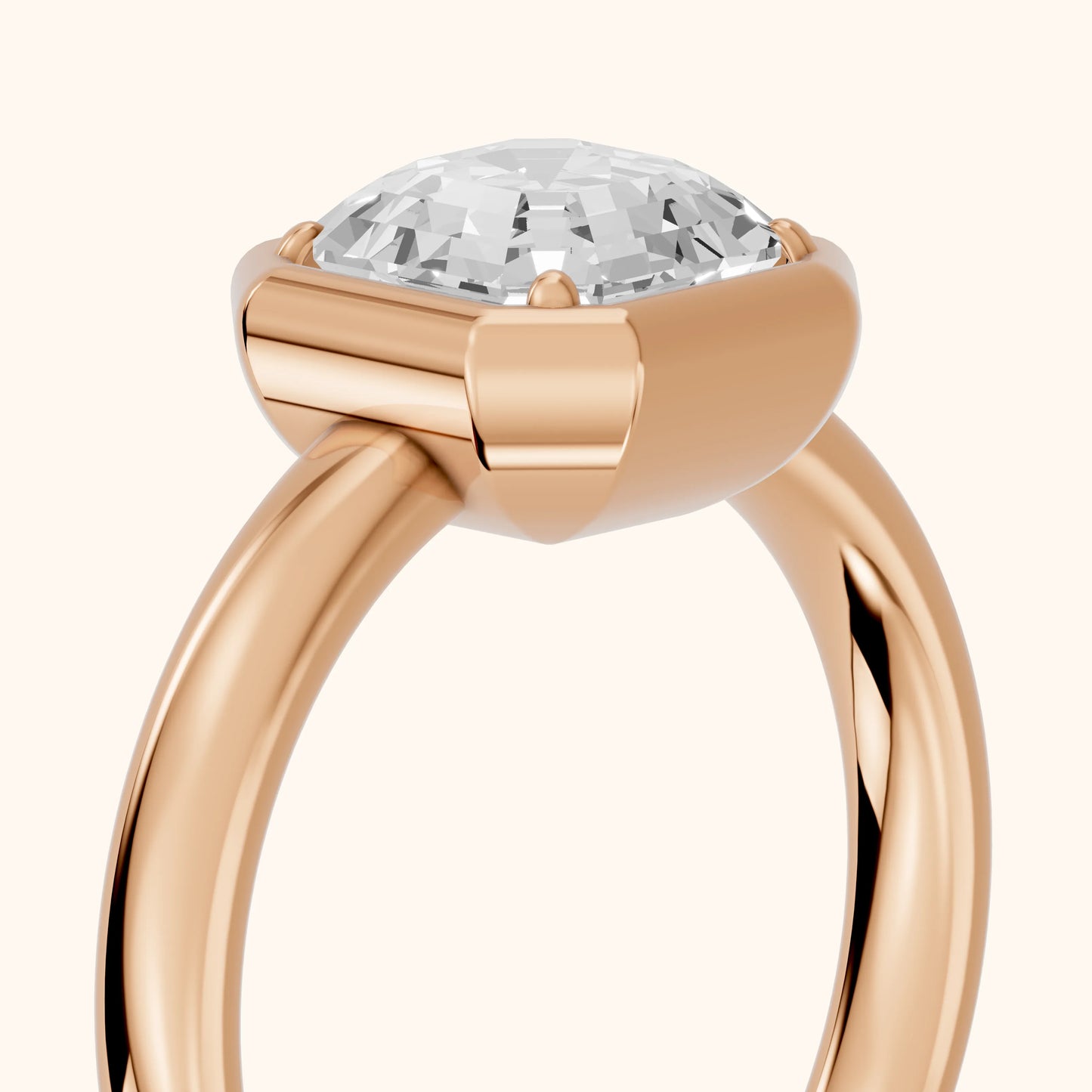 Alina Bezel Solitaire Asscher Diamond Ring in Rose Gold - slant-view.webp