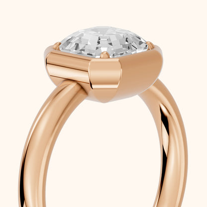 Alina Bezel Solitaire Asscher Diamond Ring in Rose Gold - slant-view.webp