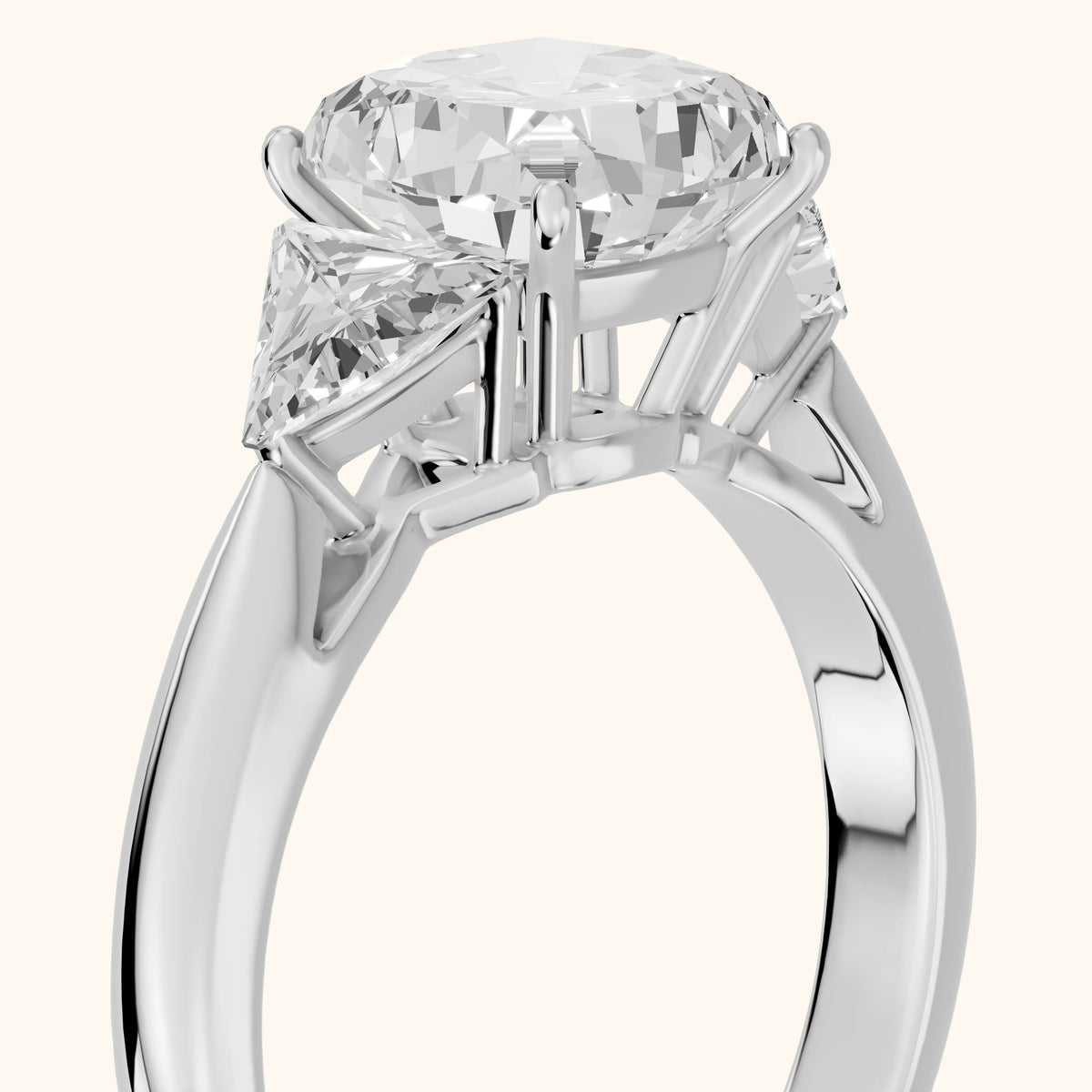 Camilla Three-Stone Cathedral Cushion Diamond Engagement Ring in Silver - slant-view.webp