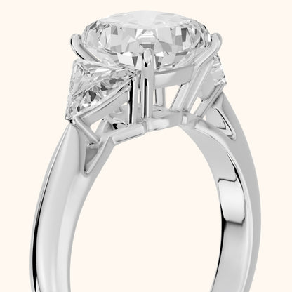 Camilla Three-Stone Cathedral Cushion Diamond Engagement Ring in Silver - slant-view.webp