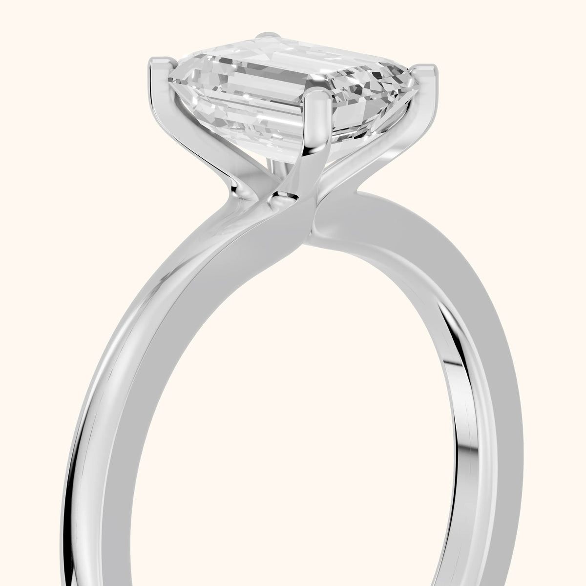 Matilda Cathedral Solitaire Emerald Diamond Engagement Ring in Platinum - slant-view.webp
