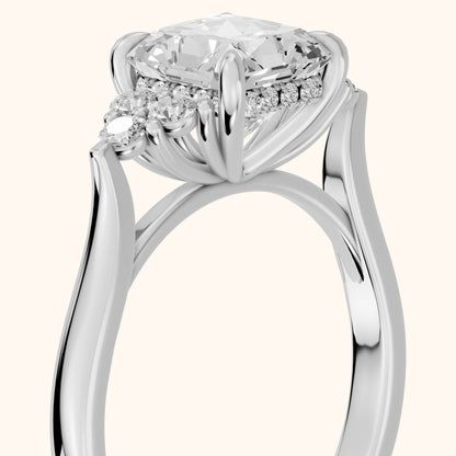 Anya Sidestone Cluster Radiant Diamond Ring in Silver - slant-view.webp