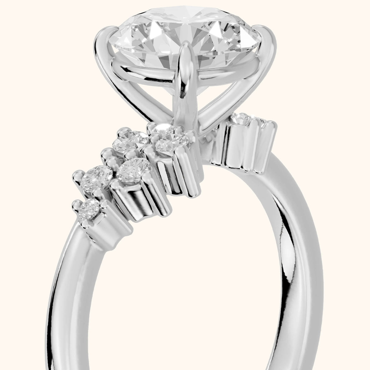 Gina Cluster Round Diamond Engagement Ring in Platinum - slant-view.webp