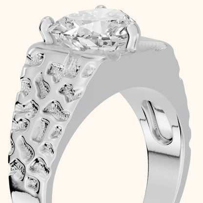 Erie Hammered Solitaire Heart Diamond Engagement Ring in Silver - slant-view.webp