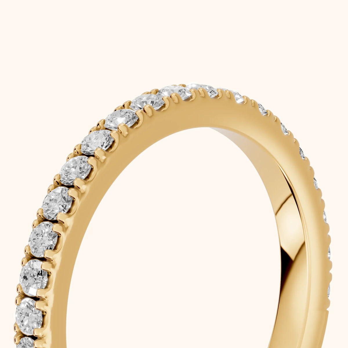 Lisette Pavé Round Diamond Half Eternity Band in Yellow Gold - slant-view