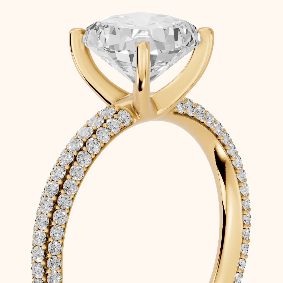 Thalia Micropavé Cushion Diamond Engagement Ring in Yellow Gold - slant-view.webp