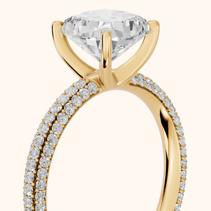 Thalia Micropavé Cushion Diamond Engagement Ring in Yellow Gold - slant-view.webp