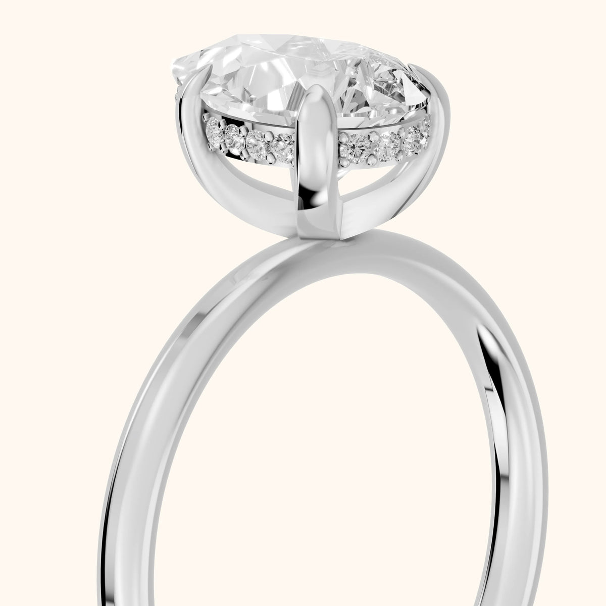 Charlotte Charm Solitaire Pear Diamond Engagement Ring in Silver - slant-view.webp