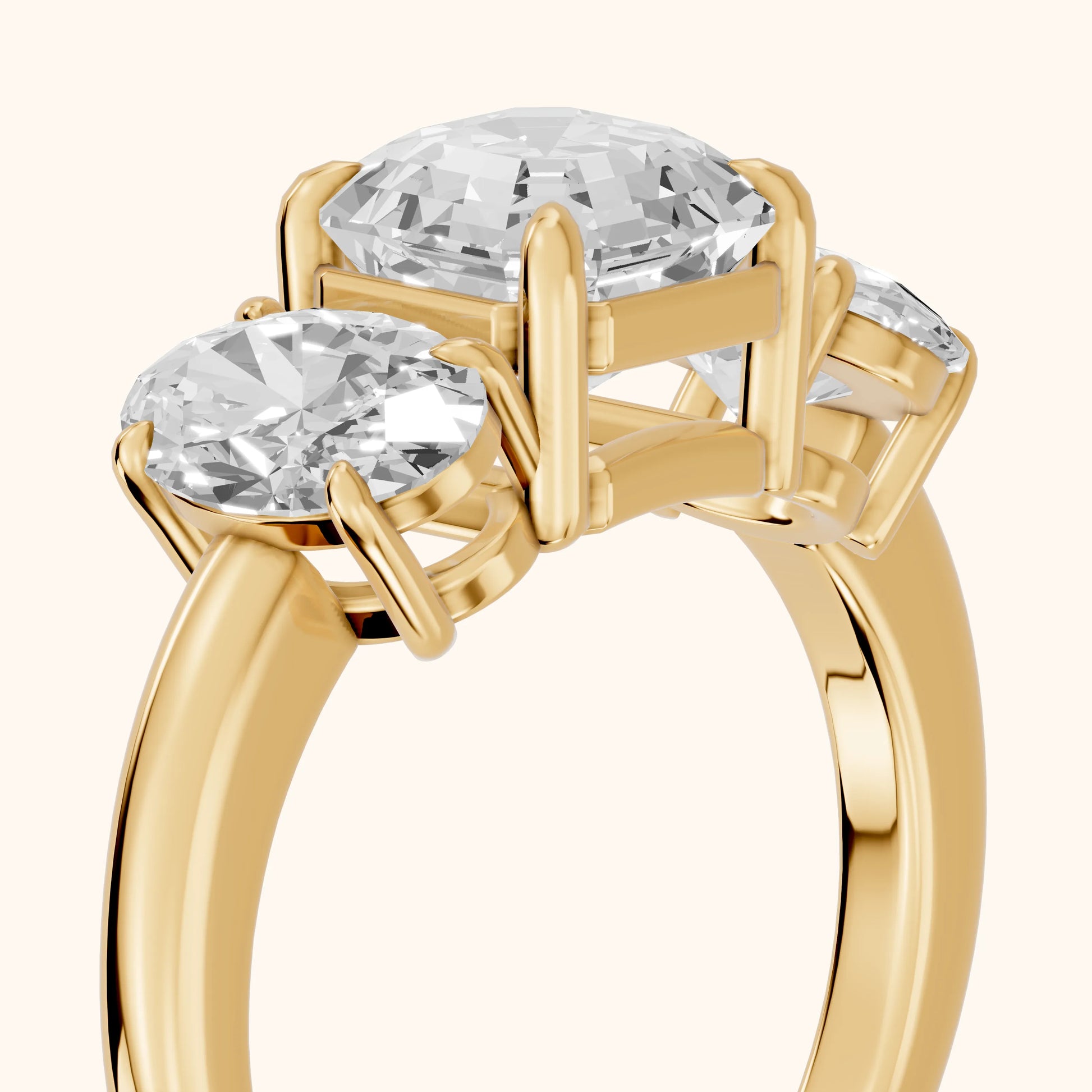 Lila Three-Stone Asscher Diamond Ring in Yellow Gold - slant-view.webp