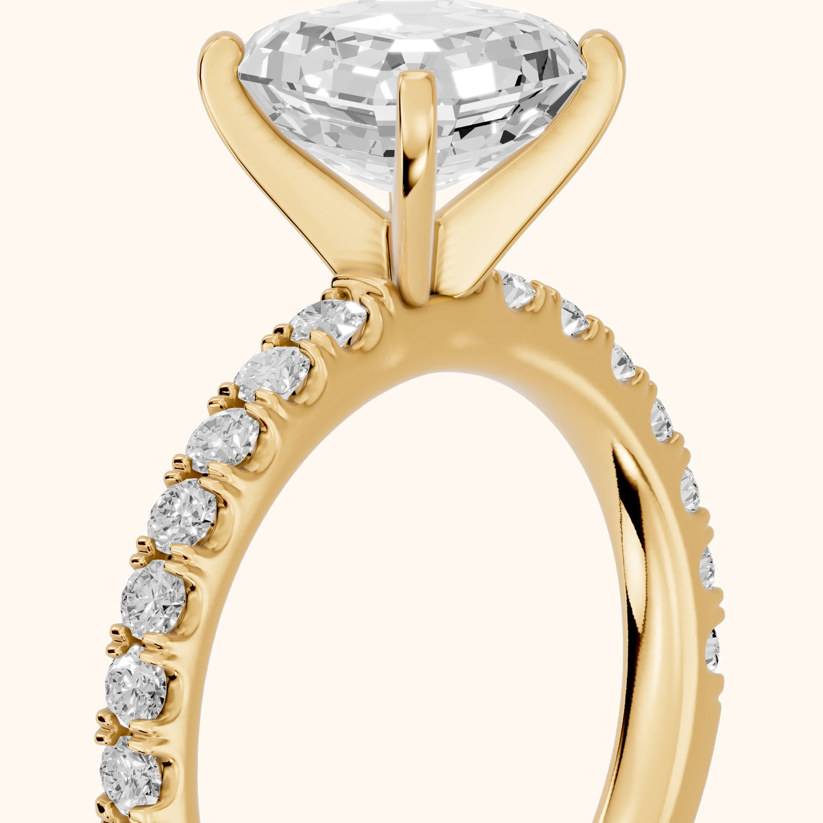 Elara Scalloped Pavé Asscher Diamond Engagement Ring in Yellow Gold - slant-view.webp