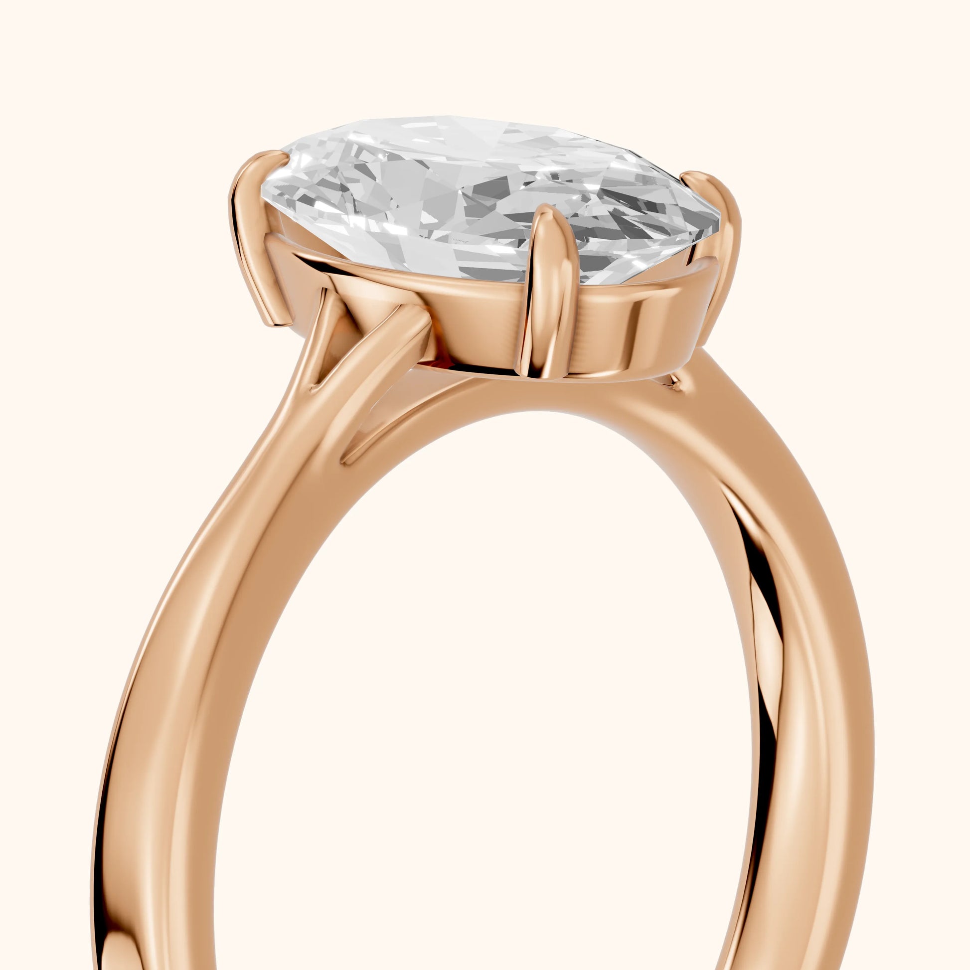 Anais Trellis Solitaire Oval Diamond Engagement Ring in Rose Gold - slant-view.webp