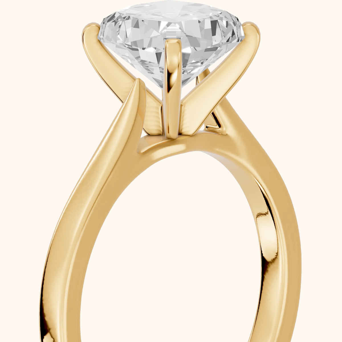 Cicely Solitaire Cathedral Cushion Diamond Engagement Ring in Yellow Gold - slant-view.webp