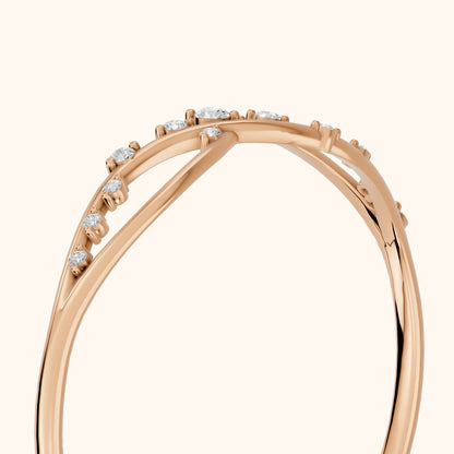 Amelia Bypass Round Diamond Stackable Ring in Rose Gold - slant-view