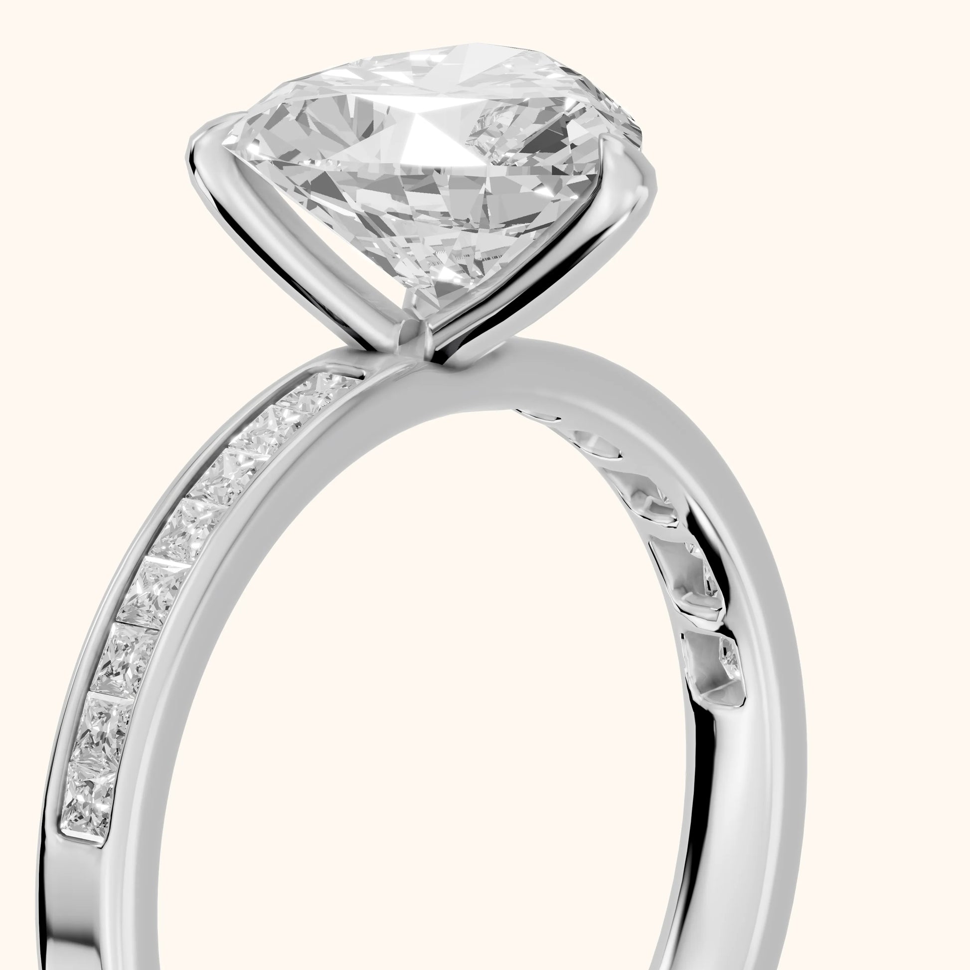 Maren Sidestone Channel Set Heart Diamond Engagement Ring in Silver - slant-view.webp
