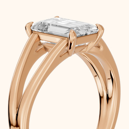 Giselle Solitaire Split Shank Emerald Diamond Engagement Ring in Rose Gold - slant-view.webp