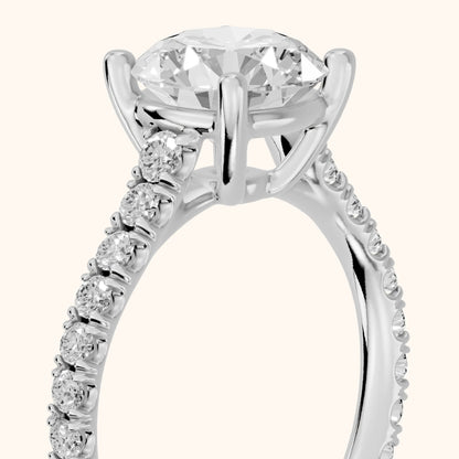 Una Cathedral Pavé Round Diamond Engagement Ring in Silver - slant-view.webp