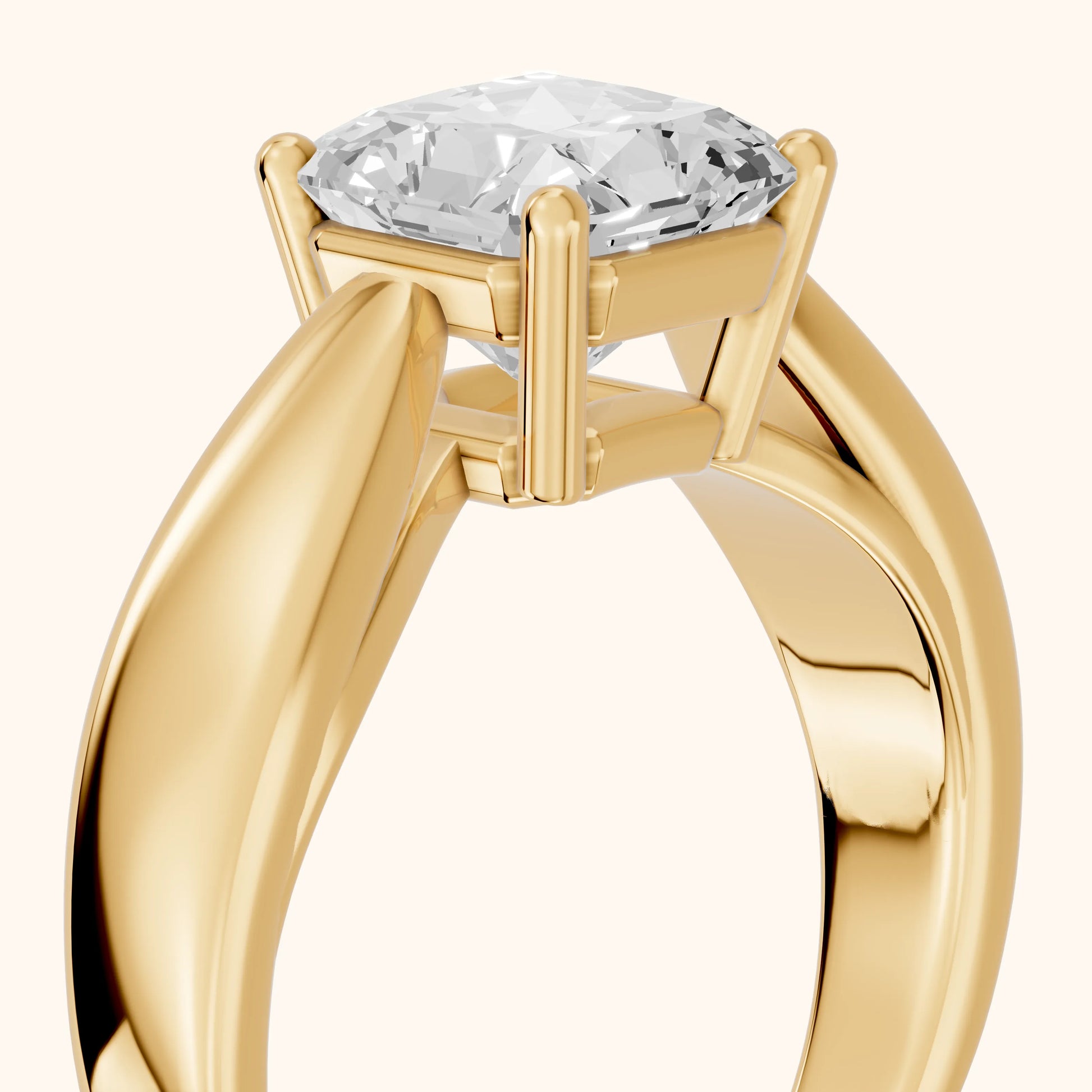 Talia Solitaire Twist Radiant Diamond Engagement Ring in Yellow Gold - slant-view.webp