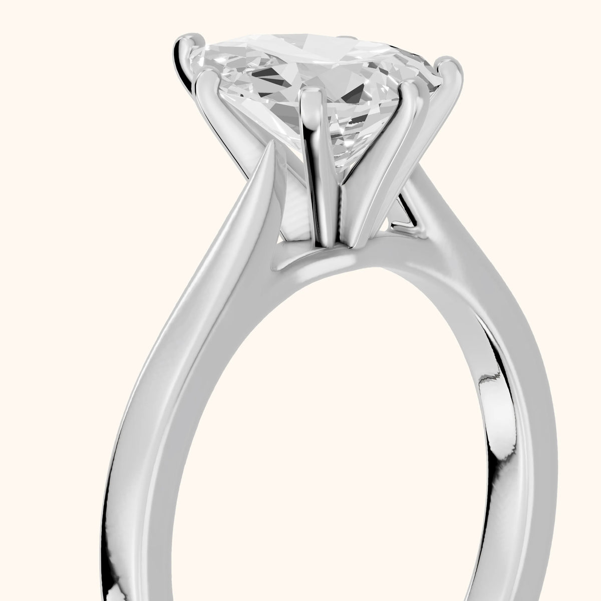 Cicely Solitaire Cathedral Pear Diamond Engagement Ring in Silver - slant-view.webp