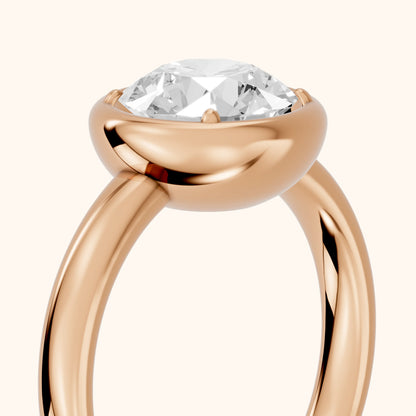 Alina Bezel Solitaire Round Diamond Ring in Rose Gold - slant-view.webp
