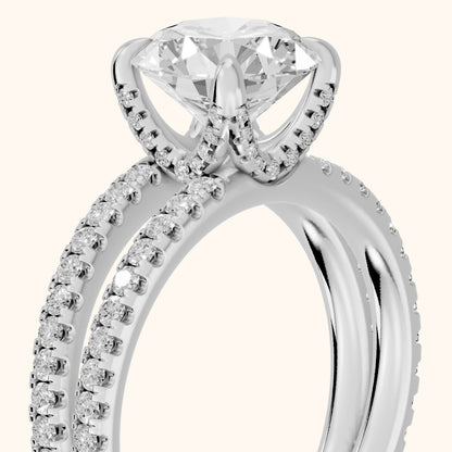 Briony Hidden Halo Split Shank Round Diamond Engagement Ring in Silver - slant-view.webp