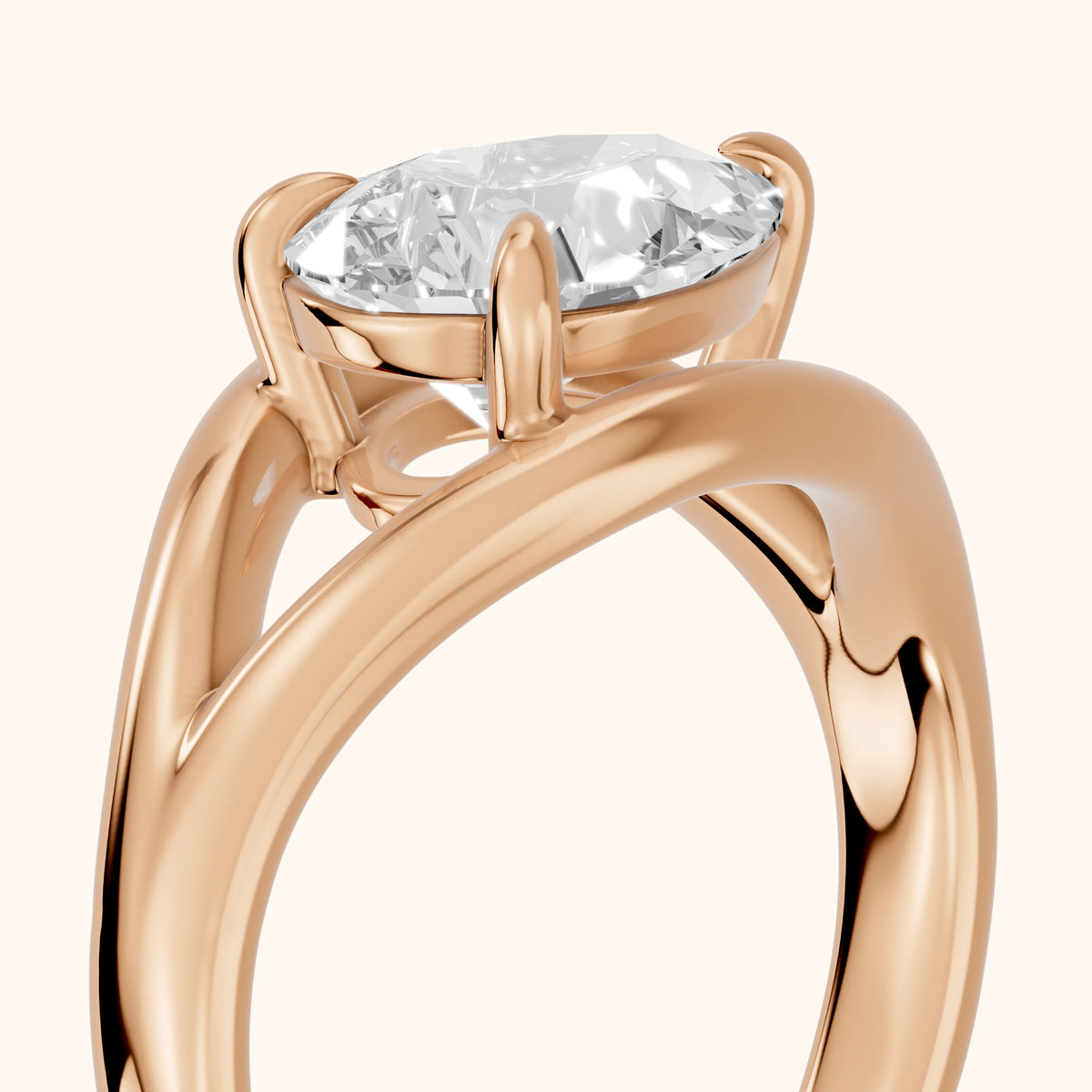 Madeleine Split Shank Pear Diamond Engagement Ring in Rose Gold - slant-view.webp