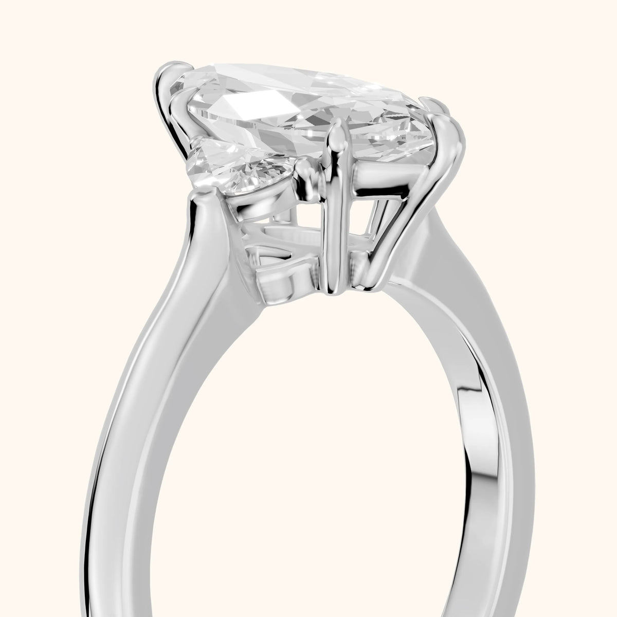 Hilary Half-Moon Three-Stone Marquise Diamond Engagement Ring in White Gold - slant-view.webp