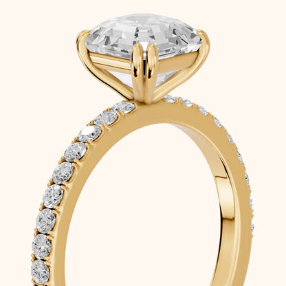 Novara Solitaire Pavé Asscher Diamond Ring in Yellow Gold - slant-view.webp
