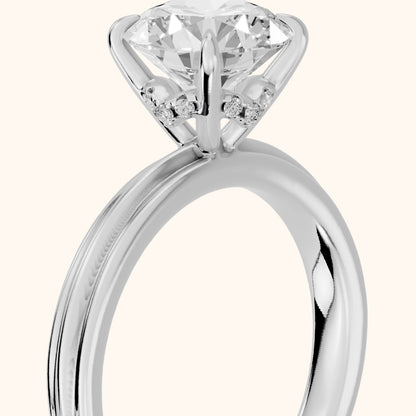 Seraphine Hidden Halo Round Diamond Engagement Ring in Silver - slant-view.webp