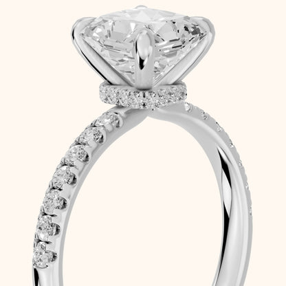 Maya Hidden Halo Pavé Radiant Diamond Engagement Ring in White Gold - slant-view.webp