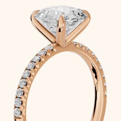 Ione Solitaire Pavé Radiant Diamond Engagement Ring in Rose Gold - slant-view.webp